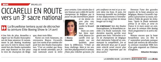 Bianca CICCARELLI en route vers un 3ème titre national au Championnat de Belgique de BOXE ANGLAISE